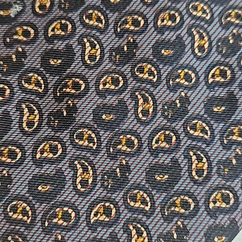 Guy LaRoche Vintage Blue Paisley Amoeba Silk Tie NWT